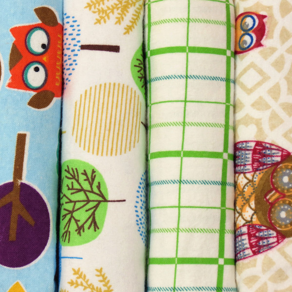 Flannel diaper 73 x 73 cm. Owls (4 pcs.)