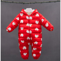 Insulated children's duck overalls, red