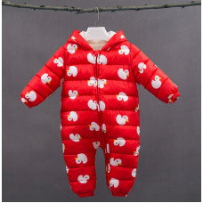Insulated children's duck overalls, red