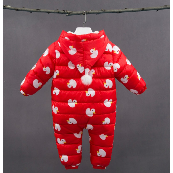 Insulated children's duck overalls, red