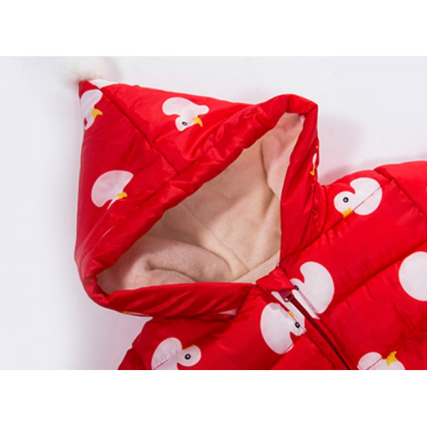 Insulated children's duck overalls, red