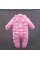 Warm duck overalls for girls, pink