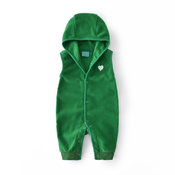 Children's insulated fleece coveralls Small heart, green