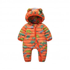 Demi-season children's overalls Stegosaurus, orange