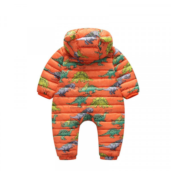 Demi-season children's overalls Stegosaurus, orange