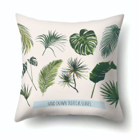 Tropical leaves decorative pillowcase 45 x 45 cm