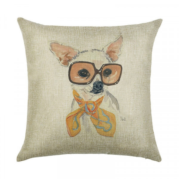 Decorative pillow case Dog in glasses 45 x 45 cm