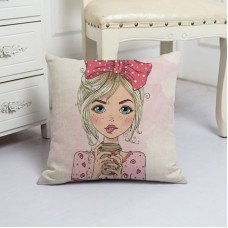 Decorative pillowcase Girl with coffee 45 x 45 cm