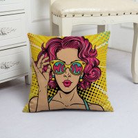 Decorative pillowcase Girl comics 45 x 45 cm