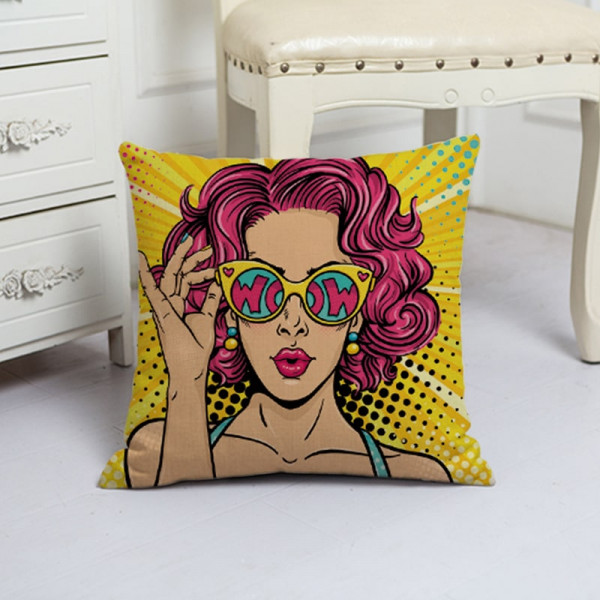Decorative pillowcase Girl comics 45 x 45 cm