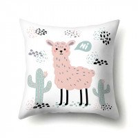Pink llama decorative pillowcase 45 x 45 cm