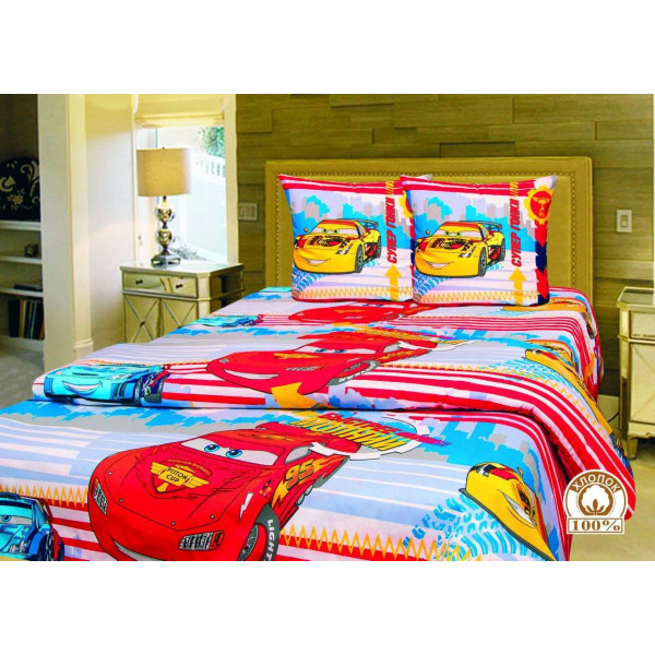 A set of children's bed linen, one and a half wheelbarrows, McQueen Tyrotex