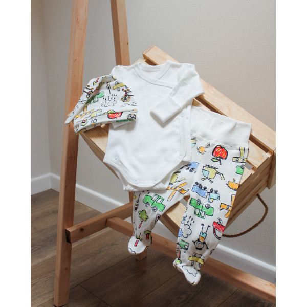 A set of bodysuits for the smell of the river. Children's drawing