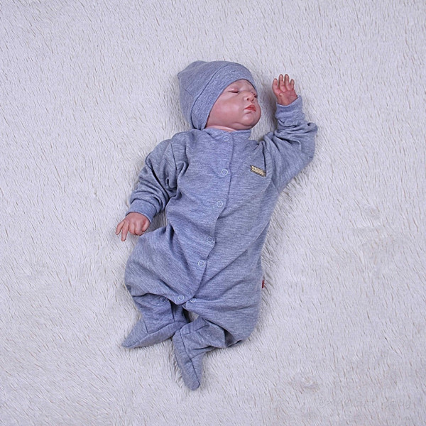 Sleep overalls with a cap Plain (grey)