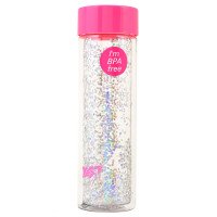 Пляшка для води YES з блискітками "Sparkle", 570мл, кришка рожевого кольору