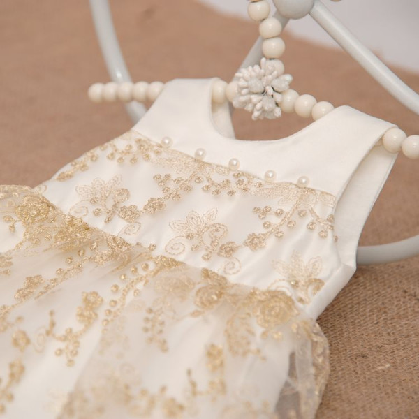 Elegant dress Openwork satin/guipure