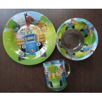 Children's tableware Blue tractor set of 3 items Interos