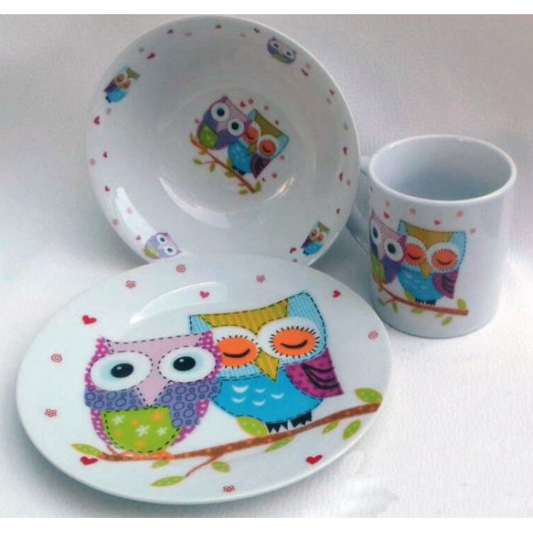 Set of children's tableware OWLS Interos 3 items
